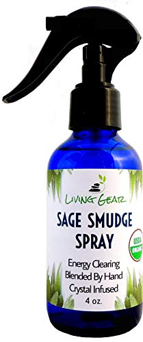 Product Cover Living Gear White Sage Smudge Spray with Palo Santo Sticks - Clear and Purify Energy Instantly - Crystal Infused and Reiki Blessed