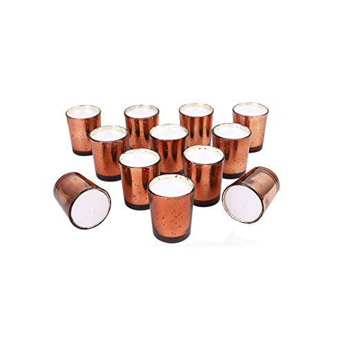 Product Cover Simplicitis Glass Votive Candles Unscented Set of 12 in Mercury Copper
