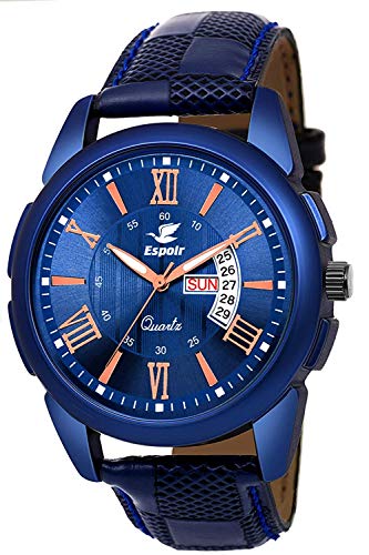 Product Cover Espoir Analogue Blue Dial Day and Date Boy's and Men's Watch - CheckBlueRay0507 (Blue)