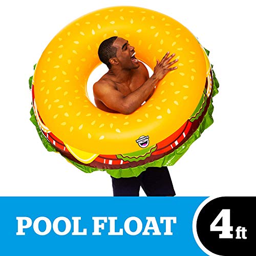 Product Cover BigMouth Inc. Cheeseburger Pool Float, Thick Vinyl Raft, 4ft Wide, Holds 200 Pounds and Includes Patch Kit 48: x 48
