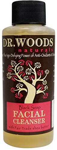 Product Cover Dr. Woods Travel Trial Size Bottle, Raw Black Facial Cleanser with Shea Butter, 2 Ounce