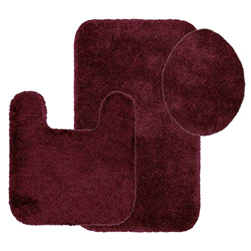 Product Cover Maples Rugs ColorSoft Non Slip Washable & Quick Dry Soft 3-Piece Bathroom Rugs Set [Made in USA], 3pc, Crimson Victory
