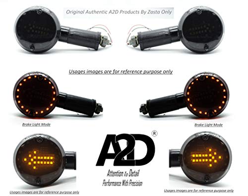 Product Cover A2D Bike Retro Bullet Style LED SMD Turn Indicators with Brake Light Feature Yellow & RED Set of 2 for Bajaj Avenger 220 DTS-i