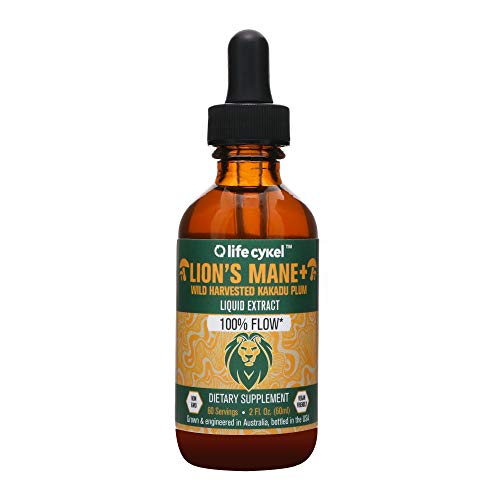 Product Cover Life Cykel Lions Mane Mushroom with Australian Wild Harvested Kakadu Plum Liquid Extract - 2 fl oz. (60 Servings) - 100% Focus and Clarity - Octane for The Brain - Improved Focus, Memory, REM Sleep