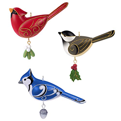 Product Cover Hallmark Keepsake Christmas 2019 Year Dated Oversized Ornament, Outdoor Bird Set of 3
