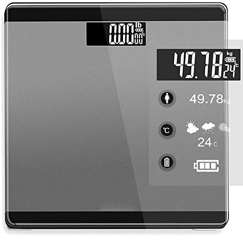 Product Cover Adofys 6 Mm Electronic Thick Tempered Glass & LCD Display Electronic Digital Personal Bathroom Health Body Weight Weighing Scale,weight scale digital for human body,weight machines (Black And Grey)