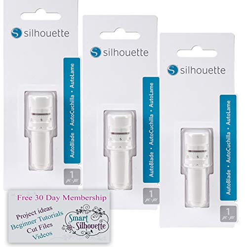 Product Cover Silhouette Autoblade 3 Pack Replacement Blades for Cameo 3 and Portrait 2- with 30 Day Subscription to Smart-Silhouette