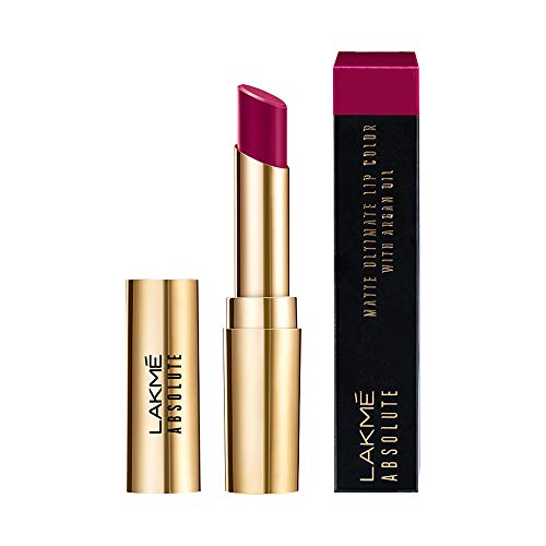 Product Cover Lakme Absolute Matte Ultimate Lip Color with Argan Oil, Delicious Plum, 3.4 g