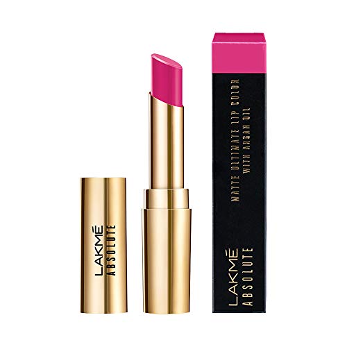 Product Cover Lakme Absolute Matte Ultimate Lip Color with Argan Oil, Rani Pink, 3.4 g