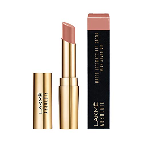 Product Cover Lakme Absolute Matte Ultimate Lip Color with Argan Oil, Brunch Nude, 3.4 g