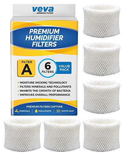 Product Cover VEVA 6 Pack Premium Humidifier Filters Replacement for HW Filter A, HAC-504, HAC-504AW, HCM 350 and Other Cool Mist Models
