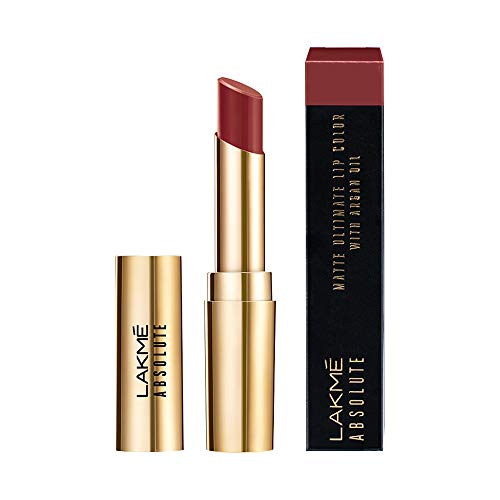 Product Cover Lakme Absolute Matte Ultimate Lip Color with Argan Oil, Choco Brownie, 3.4 g
