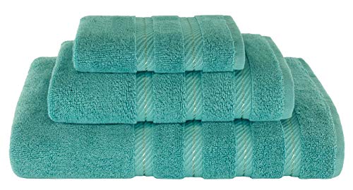 Product Cover American Soft Linen Set of 3, 100% Turkish Genuine Cotton Premium & Luxury Towels Bathroom Sets, 1 Bath Towel 27x54 inch, 1 Hand Towel 16x28 inch & 1 Washcloth 13x13 inch [Worth $36.95] Turquoise Blue