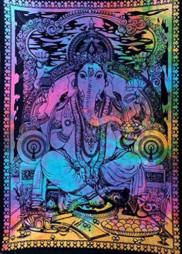 Product Cover ICC New Ganesha Trippy Poster Tapestry Decoration Wall Decor Hanging Art Gift Tapestry Psychedelic Wall Hanging Hippie Hippy Dorm Decor Bohemian College Dorm (Multi)