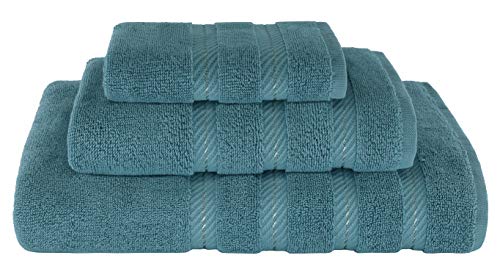 Product Cover American Soft Linen Set of 3, 100% Turkish Genuine Cotton Premium & Luxury Towels Bathroom Sets, 1 Bath Towel 27x54 inch, 1 Hand Towel 16x28 inch & 1 Washcloth 13x13 inch [Worth $36.95] Colonial Blue