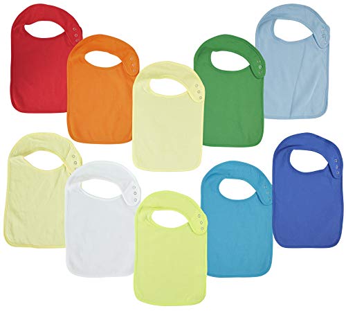 Product Cover Baby Lounge Big Large Toddler Bib 10-Pack Extra Coverage - Soft Drool Absorbing, Easy to Clean (Solid, 2 to 4 Years)