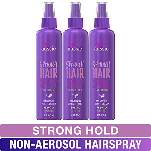 Product Cover Aussie, Hairspray Non-aerosol, with Jojoba & Sea Kelp, Sprunch, For Curly Hair, 8.5 fl oz, Triple Pack