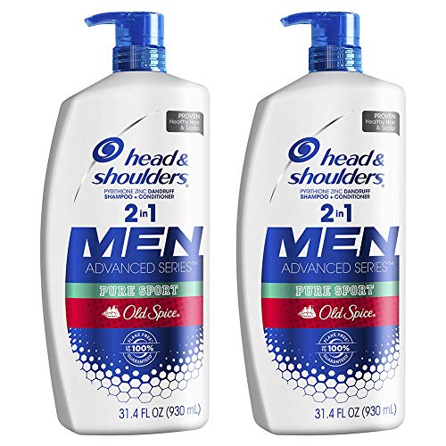 Product Cover Head and Shoulders Shampoo and Conditioner 2 in 1, Anti Dandruff Treatment and Scalp Care, Old Spice Pure Sport , 31.4 Fl Oz, Twin Pack