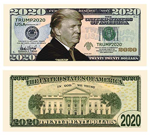 Product Cover American Art Classics Pack of 10 - Donald Trump 2020 Re-Election Presidential Dollar Bill - Limited Edition Novelty Dollar Bill - The Best Gift Or Keepsake for Lovers of Our Great President