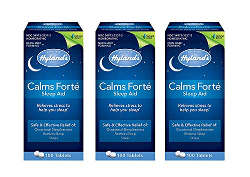 Product Cover Sleep Aid Tablets, Calms Forte by Hyland's, Natural Anxiety, Stress, and Insomnia Relief Supplement, 100 Count (Pack of 3) Packaging May Vary
