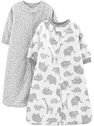 Product Cover Simple Joys by Carter's Baby 2-Pack Microfleece or 3-Pack Cotton Sleepbag, Heather Grey Animals, Medium: 6-9 Months, 12.5-21 lbs