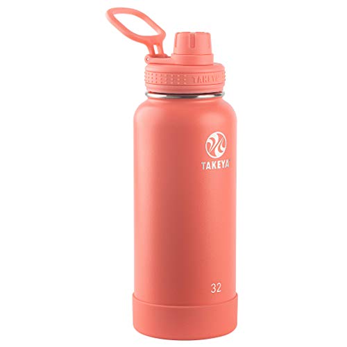 Product Cover Takeya 51176 Actives Insulated Stainless Steel Water Bottle with Spout Lid, 32 oz, Coral