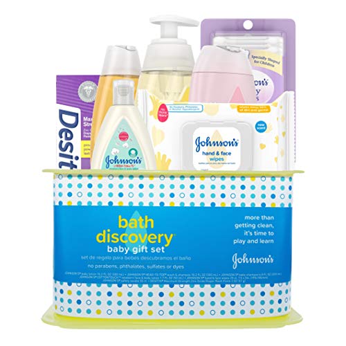 Product Cover Johnson's Bath Discovery Baby Gift Set, Baby Bath Time Essentials for Parents-to-Be, 7 Items