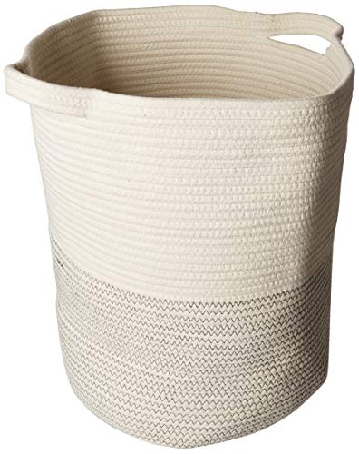Product Cover View-Line Extra Large White Woven Storage Basket - Black Stitch/Cotton Rope Organizer 16