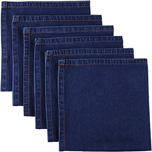 Product Cover Atmos Green 6 Pack INDIGO Color DENIM 19x19 inch size super soft Pre-Washed Denim Napkin Cotton Dinner Napkins Everyday use, Wedding, Events, Restaurant, Catering, Special Occasions, Picnic