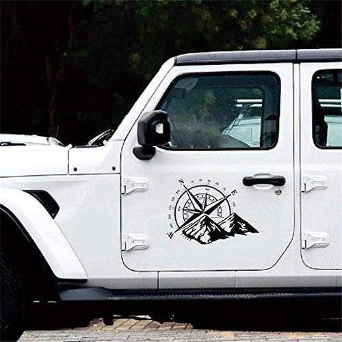 Product Cover CVANU Large Mountains Compass Adventures Stickers for Jeep, Duster, Car Stickers (Black)