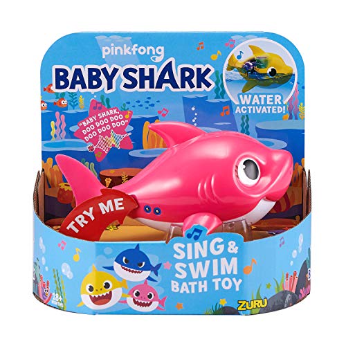 Product Cover Robo Alive Junior Baby Shark Battery-Powered Sing and Swim Bath Toy by ZURU - Mommy Shark (Pink)