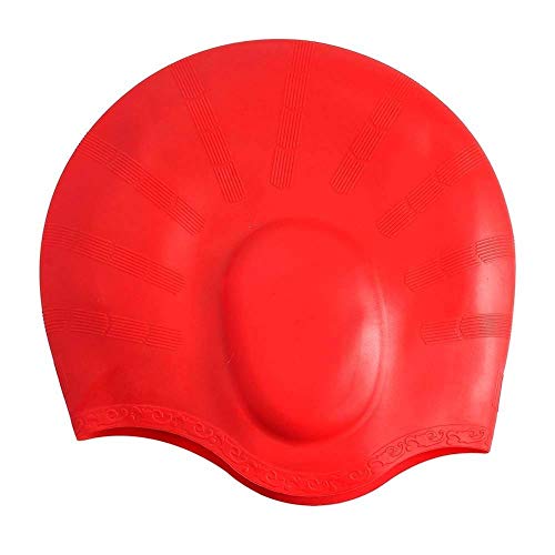 Product Cover Galaxy Hi-Tech® Long Hair Swim Cap,Waterproof Silicone Swimming Cap for Adult Woman and Men,Keeps Hair Clean with Ear Protector (Black & Blue)