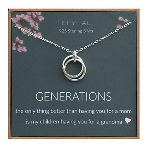 Product Cover EFYTAL Grandma Gifts, 925 Sterling Silver 2 Thick Interlocking Circles Necklace for Grandmother from Daughter, Mom Necklaces for Women, Birthday Gift Ideas, Mother's Day Jewelry For Her, Mothers Day
