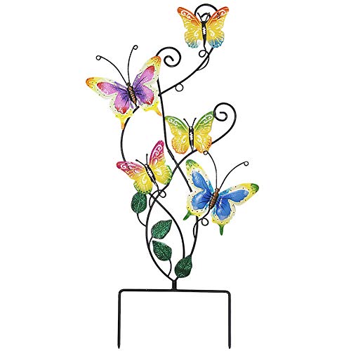 Product Cover Juegoal 28 Inch Butterfly Garden Stake Decor Metal Wall Art Decoration, Yard Outdoor Ornaments