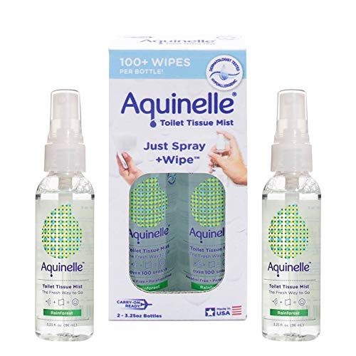 Product Cover Aquinelle Toilet Tissue Mist Gift Set, Eco-Friendly & Non-Clogging Alternative to Flushable Wipes Simply Spray On Any Folded Toilet Paper (2 Pack Rain Forest 3.25 oz)