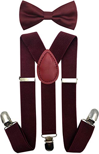 Product Cover CD Kids, Toddlers Suspender and Bow Tie Set, Adjustable Set and Colors for Boys and Girls (Burgundy)