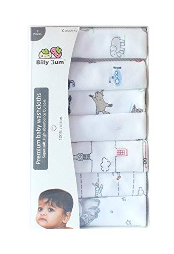 Product Cover Billy Bum Washcloth for New Born 100% Hosiery Cotton/Reusable Extra Soft Face Towels washcloth for Babies (7 pieces) Color may vary (Pack of 1)