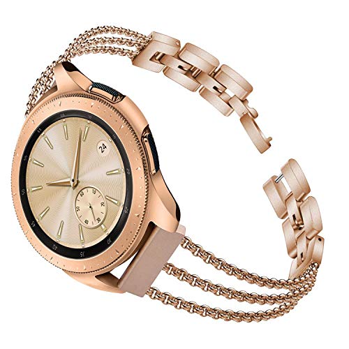 Product Cover TOROTOP Compatible for Galaxy Watch 42mm Band Women/Galaxy Watch Active2 44mm 40mm Bands,20mm Rose Gold Metal Stainless Steel Chain Bangle Bracelet Replacement Compatible for Samsung Active Bands