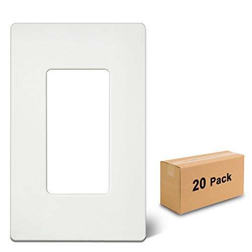 Product Cover [20 Pack] BESTTEN 1-Gang Screwless Wall Plate, USWP4 White Series, Decorator Outlet Cover, H4.69