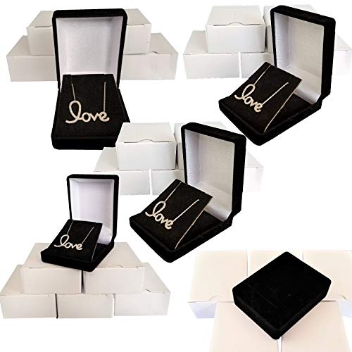 Product Cover 5 Black Elegant Flocked Velour Necklace Pendant Gift Boxes Jewelry Displays and Boxes