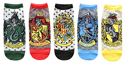 Product Cover Harry Potter House Crests Polka Dot Juniors/Womens 5 Pack Ankle Socks