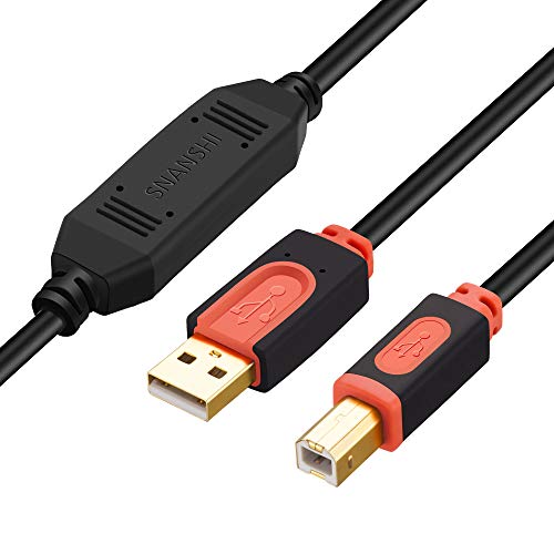 Product Cover SNANSHI USB Printer Cable 50 ft Active Printer Cable USB 2.0 Type A Male to Type B Male Printer Scanner Cable Built-in Signal Booster Chip Extra Long 50 Feet Printer Cable