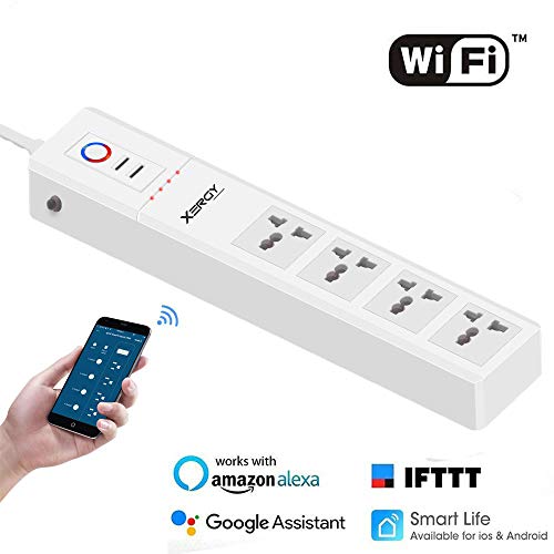 Product Cover XERGY Smart Power Strip, Wi-Fi Surge Protector, Works with Alexa Echo , Google Assistant & IFTTT, Remote Control Individually, with 4 Smart AC Outlets and 2 USB Ports / Works with Alexa Home Automation - 1 Year Warranty
