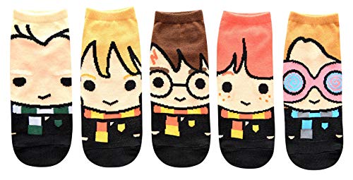 Product Cover Harry Potter Cute Chibi Character Art Juniors/Womens 5 Pack Ankle Socks