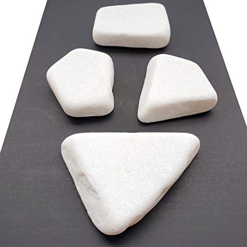 Product Cover Capcouriers Flat White Rocks for Painting - Santorini Stones - 4 Painting Rocks (About 2-3.25 inches in Length)