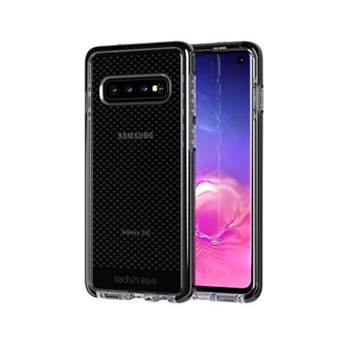 Product Cover tech21 - Evo Check - for Samsung Galaxy S10 - Mobile Phone Case with a Unique Check Pattern - Thin and Light Cellphone Case - Phone Casing for Drop Protection of 12FT or 3.6M (Smokey/Black)