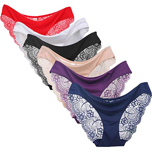 Product Cover Kingfung 3-6 Pack Women's Invisible Seamless Bikini Underwear Half Back Coverage Panties