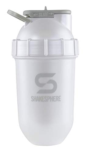 Product Cover ShakeSphere Tumbler: Award Winning Protein Shaker Cup, 24oz ● Patented Capsule Shape Mixing ● Easy to Clean ● No Blending Ball Needed ● BPA Free ● Mix & Drink Shakes, Protein Powders (Pearl White)