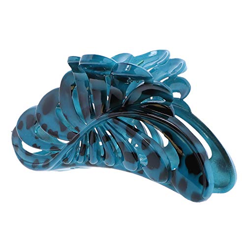 Product Cover 5 inch Large Jaw Clip Hair Claw with leaf design (Motique Accessories) (Spotted Blue)