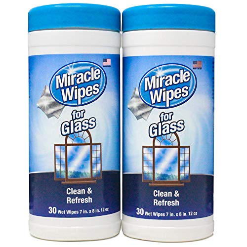 Product Cover MiracleWipes for Glass - Disposable, Streak Free Cleaning Wipes for Mirrors, Windows, Home and Auto - 2 Pack (30 Count)